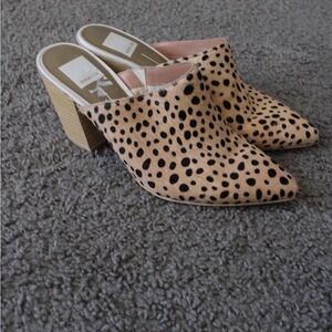 Dolce Vita Angela Leopard Print Stacked Heel Mules